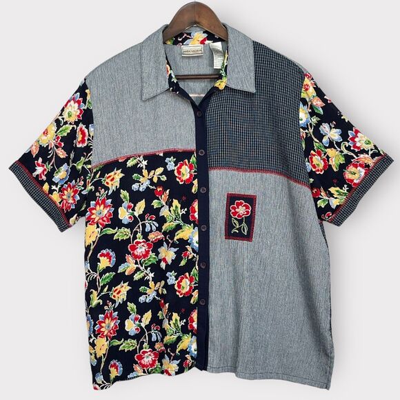 Napa Valley Button-Up Shirt Women Size XL Multicolor Multimedia Art-to-Wear 8592 - Picture 1 of 14